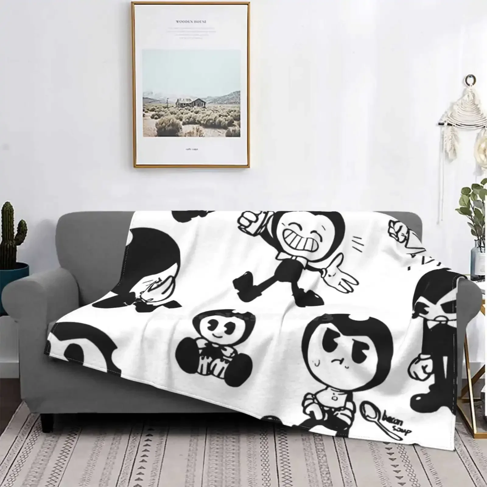 Bendy Characters All Sizes Soft Cover Blanket Home Decor Bedding Batim Build Bendy Ink Demon Monster Indie Survival Horror Games