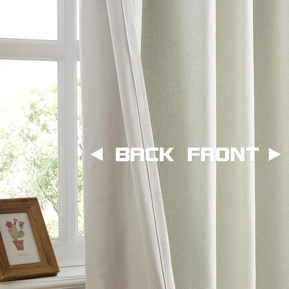 Volledig licht blokkerende linnen knijpplooigordijnen van 40 W x 102 l, van vloer tot plafond, paar met haken