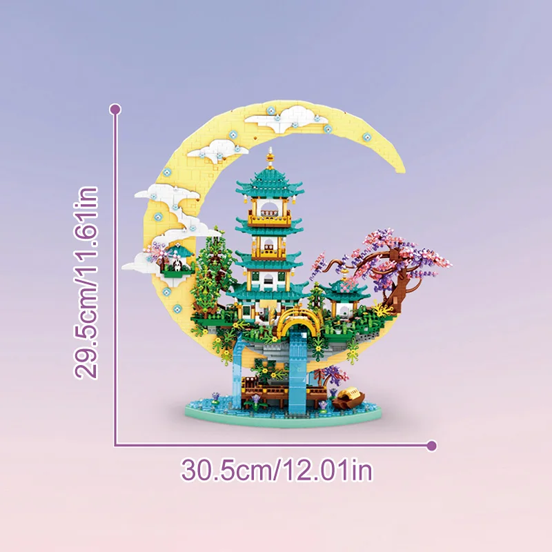 Creative Moon Legend Palace ชุดบล็อกอาคารน้ําตกบ่อปราสาทบ้านต้นไม้ DIY บล็อกอิฐของเล่นสําหรับเด็กผู้ใหญ่ของขวัญ