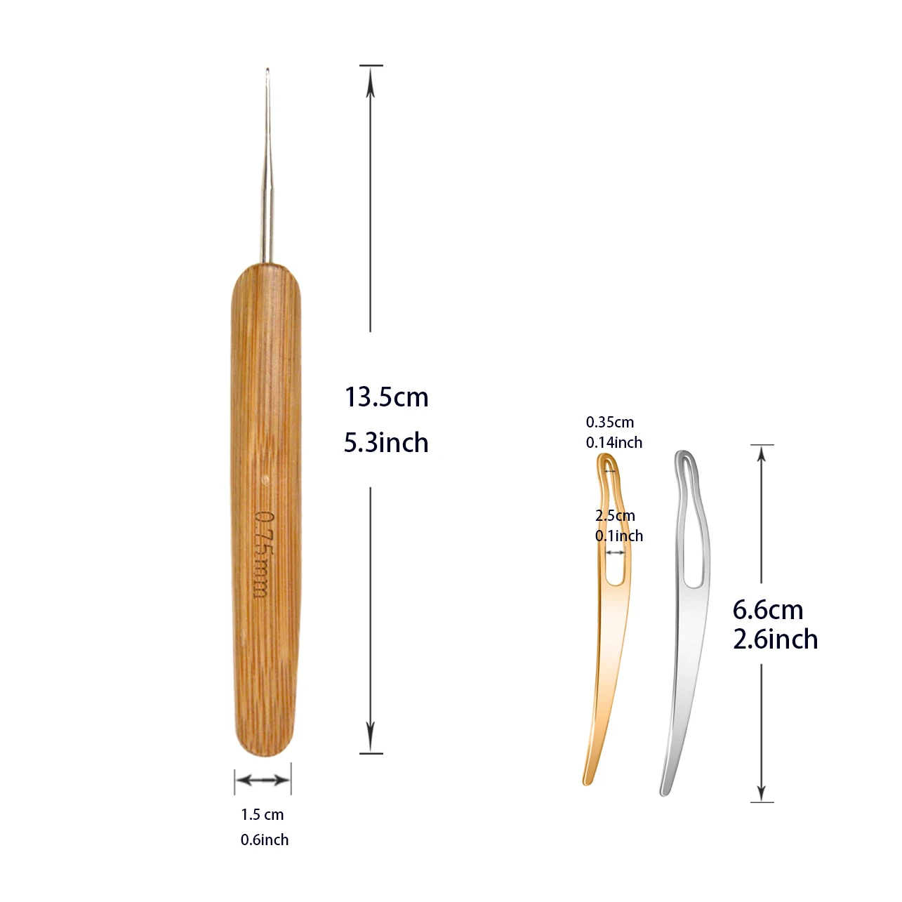 3 pezzi 0,5 mm/0,75 mm aghi per dreadlocks con 2 strumenti per bloccaggio dei capelli Dreadlock kit di strumenti per uncinetto per tessitura di parrucche