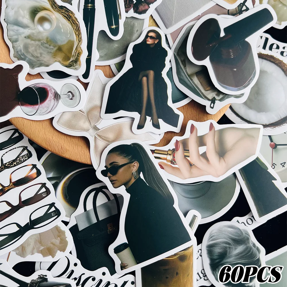 60Pcs Exquisite Girl Stickers Fashion Creative Trend DIY Fine Decorative Stickers Scrapbook Laptop Luggage Guitar Decals