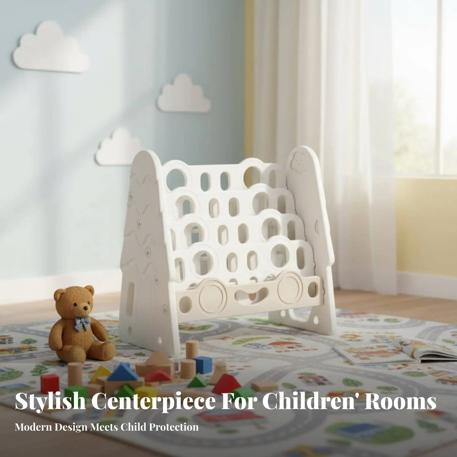 ローリングブックトロリー-キュートで遊び心のある生き物デザイン-キッズブックラック-ロック付きキャスター-大容量-親御さん向け、プレイルーム用