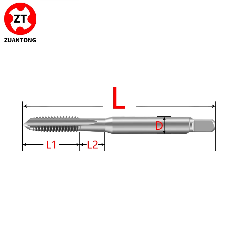 ZUANTONG HSSE-M35 JIS Standard Straight Fluted Hand Tap Without/TIN Coating UNC 1-64~12-24 1/4 5/16~1/2 Machine Screw Thread Tap