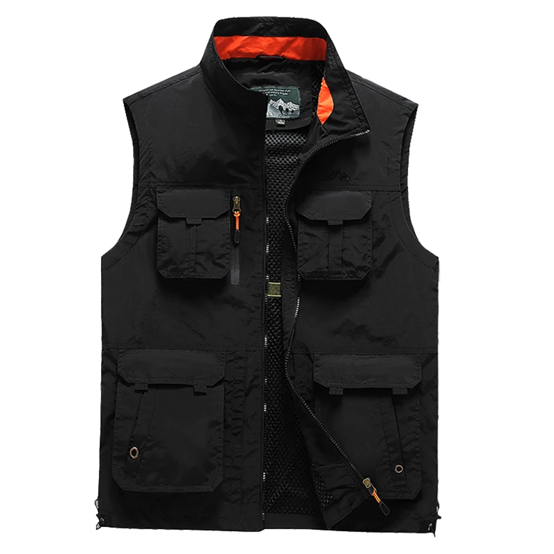 Summer Men Fishing Unloading Tactical Outdoor Vests Man Photographer Waistcoat Mesh Work Sleeveless Jacket Multi-pocket Vest 6XL