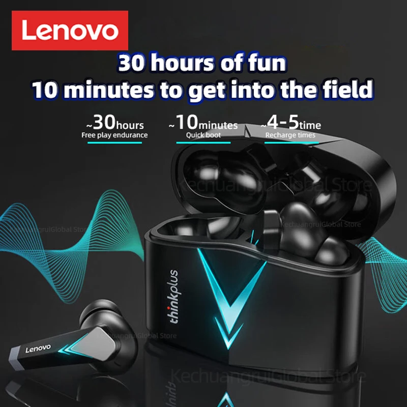 เดิม Lenovo LP6 หูฟังสําหรับเล่นเกม TWS หูฟังไร้สายตัดเสียงรบกวนหูฟังบลูทูธเพลงไฮไฟพร้อมชุดหูฟังโหมดคู่