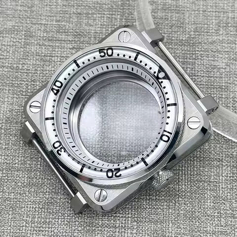 New Square Watch Case Stainless Steel Mineral Glass / Sapphire Glass Fit NH35 NH36 Movement Men's Watches Diver Case Watch Parts