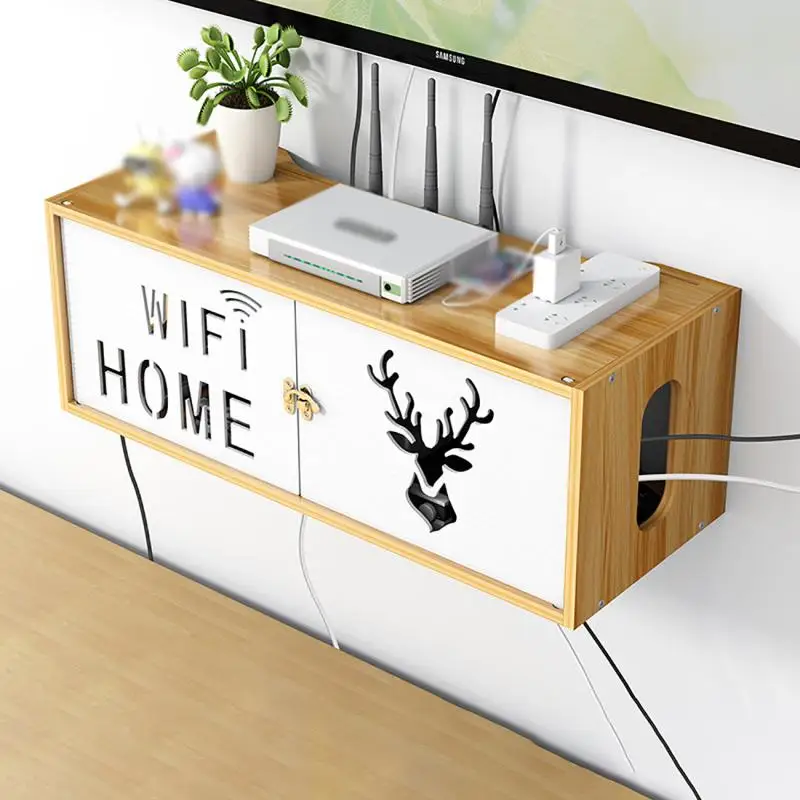 Multifunction Wireles Wifi Router Storage Box PVC panel Shelf Wall Hanging Plug Board Bracket Cable Storage Organizer Home Decor