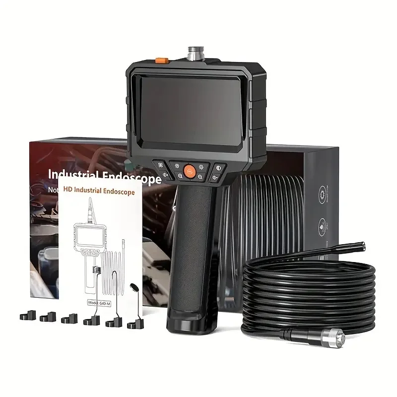 

Endoscope with Light and 50ft Semi-Rigid Cable, Handheld Borescope 4.3'' HD 1080P, 8 Adjustable LED Lights, Inspection Camera fo