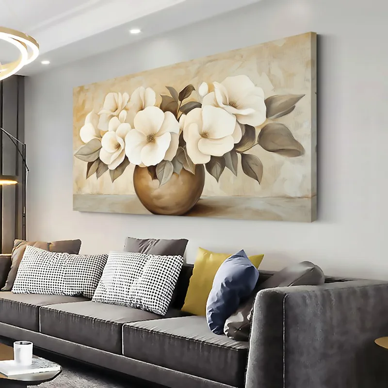 

Canvas Wall Art Creamy Blossoms Modern Abstract Painting Frameless Living Room Bedroom Office Home Decor High Quality Print