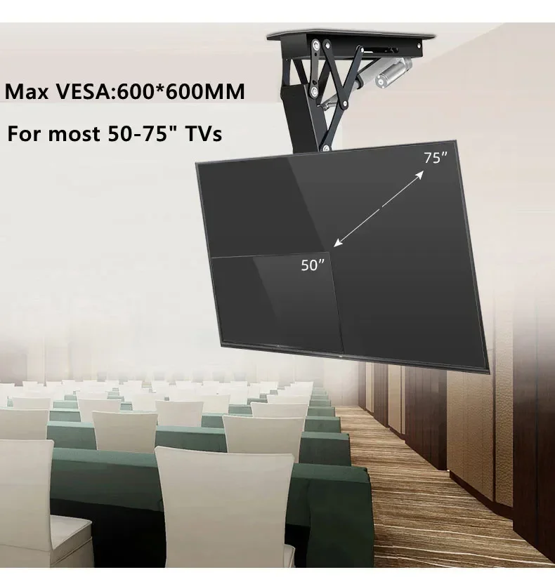 Motorized Multi-directional Adjustment Foldable Electronic Video Ceiling TV Wall Mount Bracket