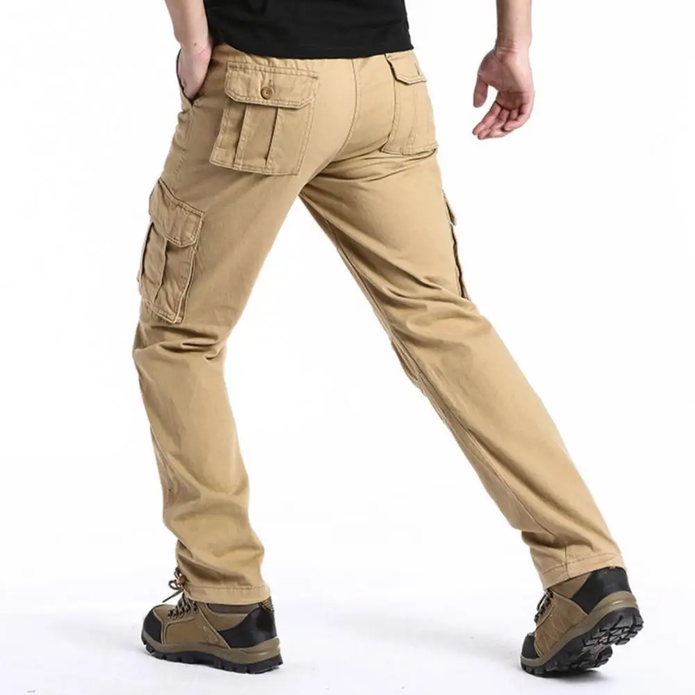 

Men Bottoms Durable Men's Cargo Pants with Multiple Pockets Elastic Waist Wide Legs for Outdoor Activities Plus Size for Hiking
