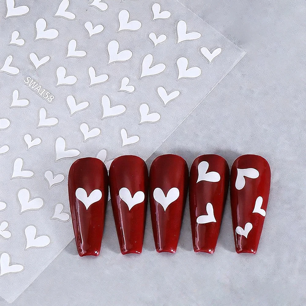 3-Colors الحب القلب مسمار الفن ملصق ثلاثية الأبعاد رومانسية عيد الحب الحب مسمار الشارات ذاتية اللصق الحلو قلوب مانيكير لوازم # %