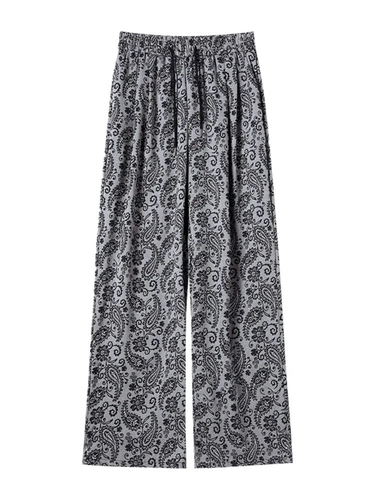 Pantaloni a vita alta in seta di ghiaccio a gamba dritta Pantaloni estivi da donna versione sottile drappeggiati pantaloni casual coreani a gamba larga