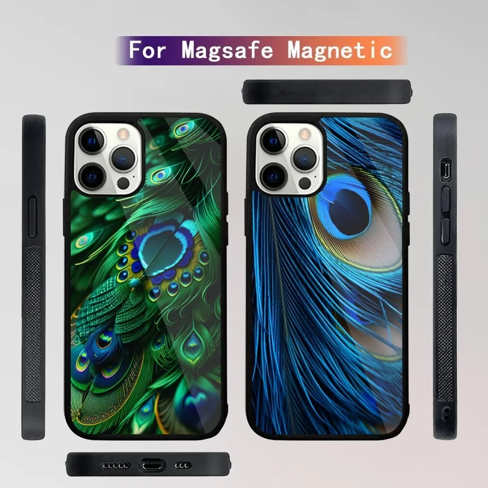 Peacock Feathers   Phone Case For iPhone 15,14,13,12,11,Plus,Pro,Max Mini Magsafe Magnetic Wireless Charging