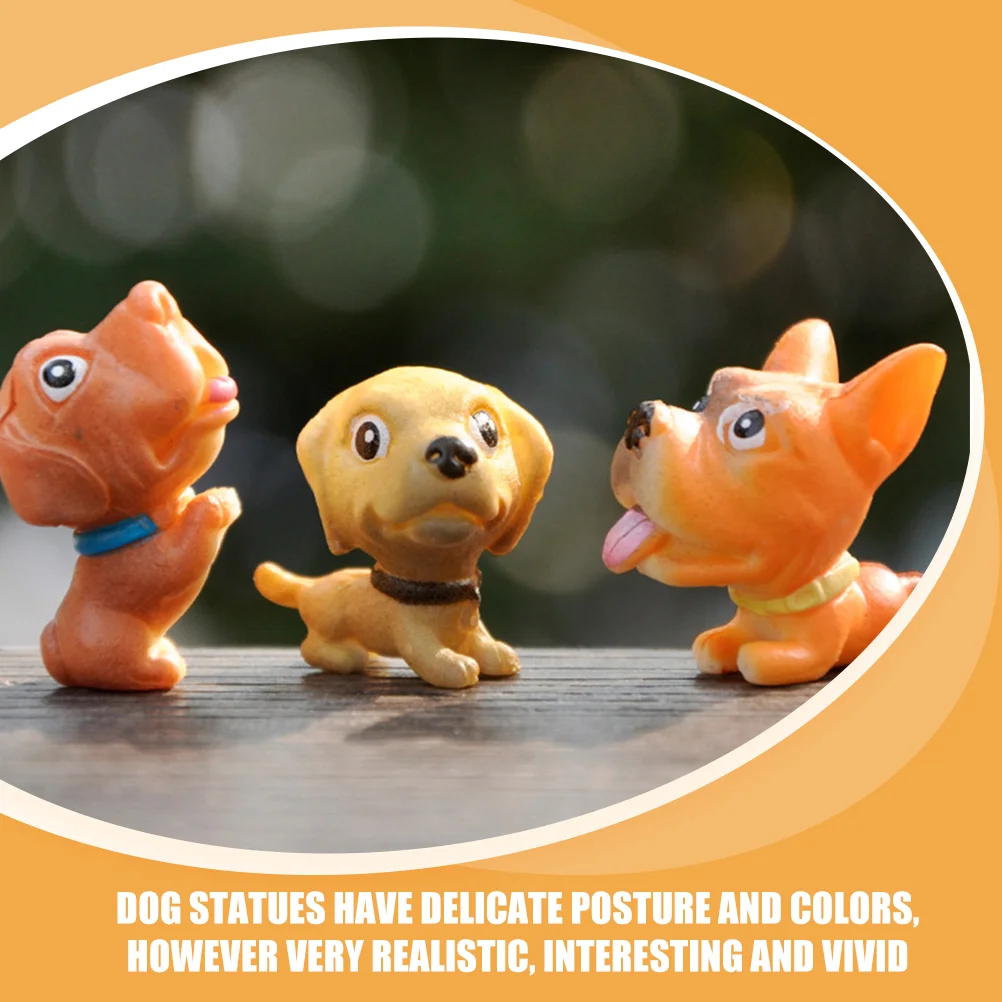 12 Pcs Micro Landscape Puppy Animals Dog Sculptures Mini Figurines Miniature Table Ornaments Indoor