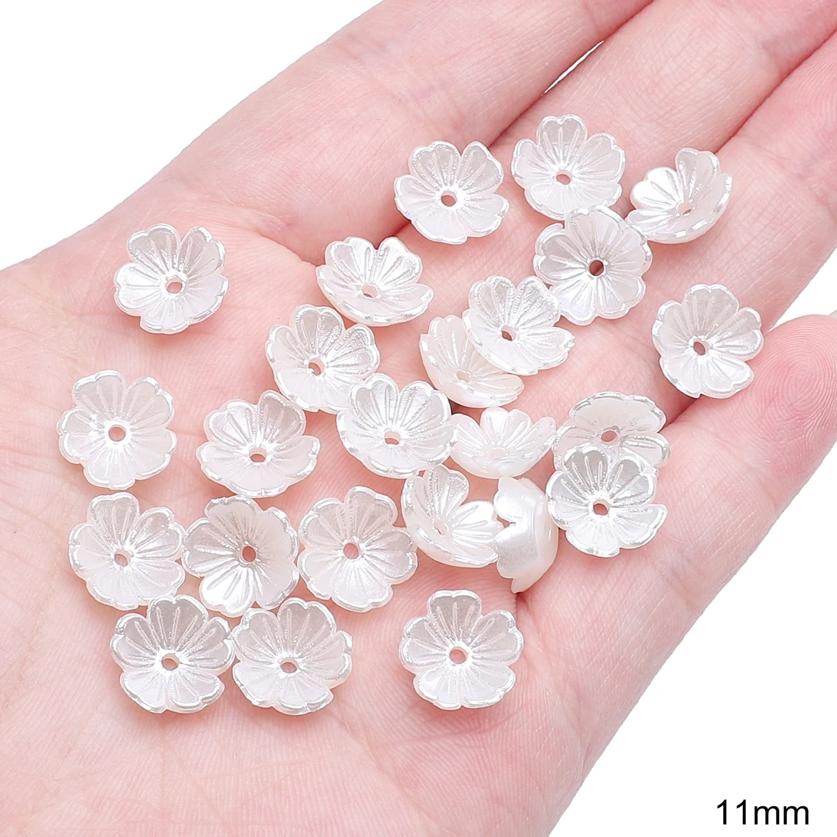 About20-50PcsABS Alien Pearl Daisy Three petal Flower Beads Unique Loose Beads Handmade DIY Making Jewelry Necklace Earrings Jew