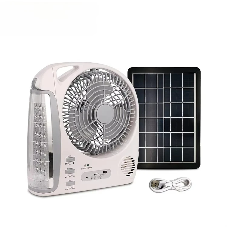 

12 Inches Solar Table Fan with Solar Panel Bluetooh Speaker FM Radio USB Port for Home Desk Bedroom Outdoor Office