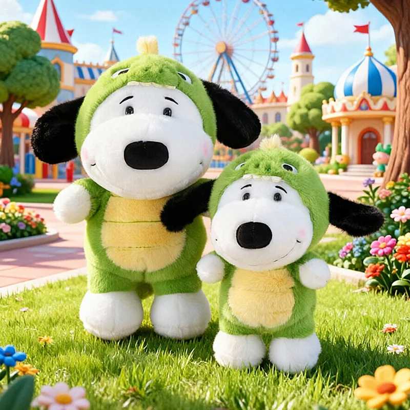 Kawaii Cute Peanuts Snoopy Dinosaur Costume Plush Toy Stuffed Animal Soft Pillow Sleeping Buddy for Kids Birthday Christmas Gift
