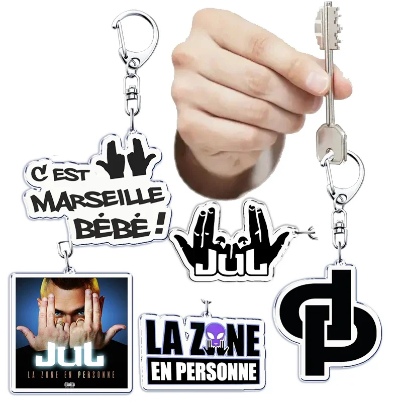 French Rapper JUL Keychains Keyring for Accessories Woman Oh Qu\'elle Est Belle Pendant Keyring Jewelry Music Fans