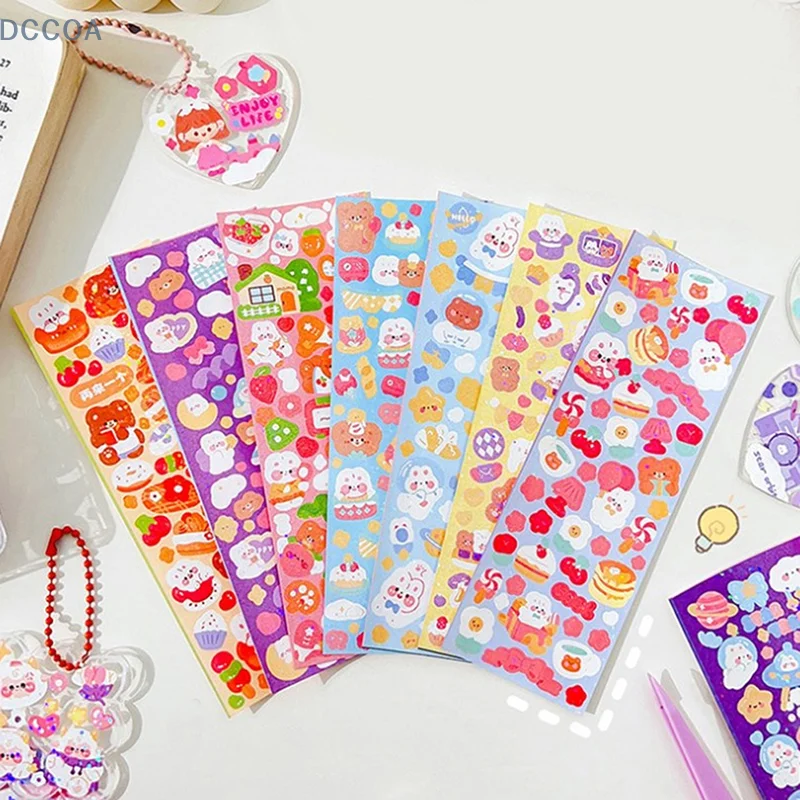 10Pcs Shiny Sticker Pack Kawaii Album Stickers Stationery Sticker Decorative DIY Material School Supplies Phone Case