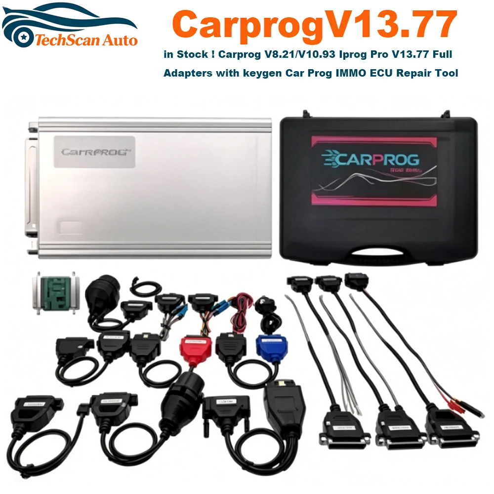 В наличии! Carprog V8.21/V10.93 Iprog Pro V13.77 с полным комплектом адаптеров и генератором ключей, инструмент для ремонта ECU и IMMO Car Prog.