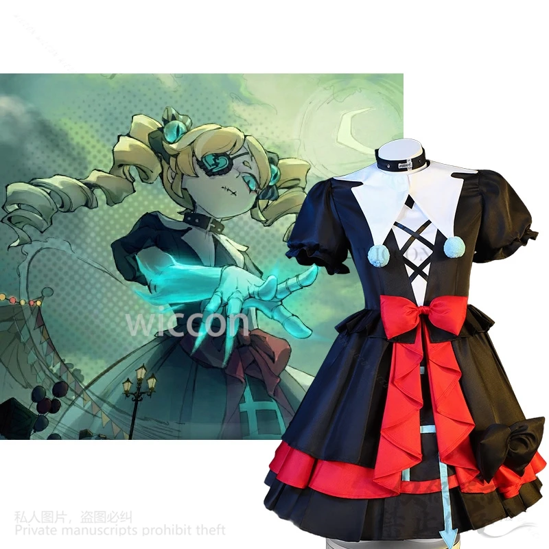 

Anime Game EggyParty Cosplay Mute Stella Costume EggParty Dresses Clown Lolita Black Red Cos Sweet Halloween Christmas Cos Party