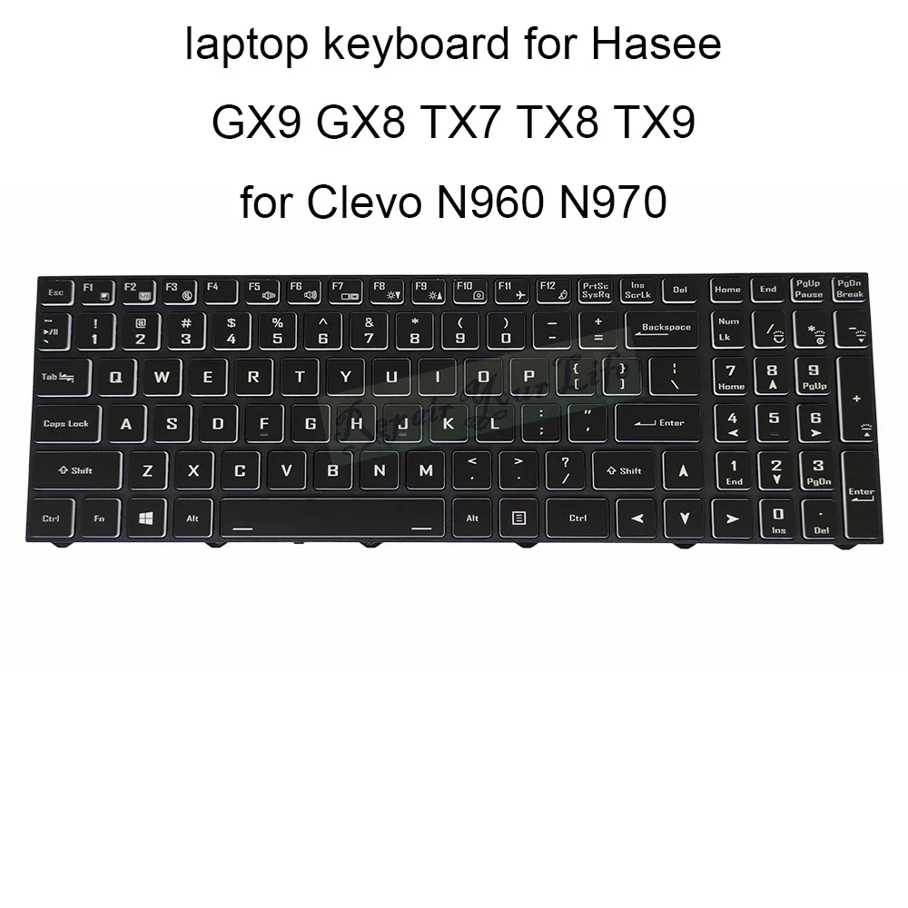 

US Backlit Keyboard For Hasee GX9 GX8 TX9 TX8 TX7 For Clevo N960 N970 System76 ORYX Pro Light Laptop Keyboards 6-80-N815Z0-01D 1