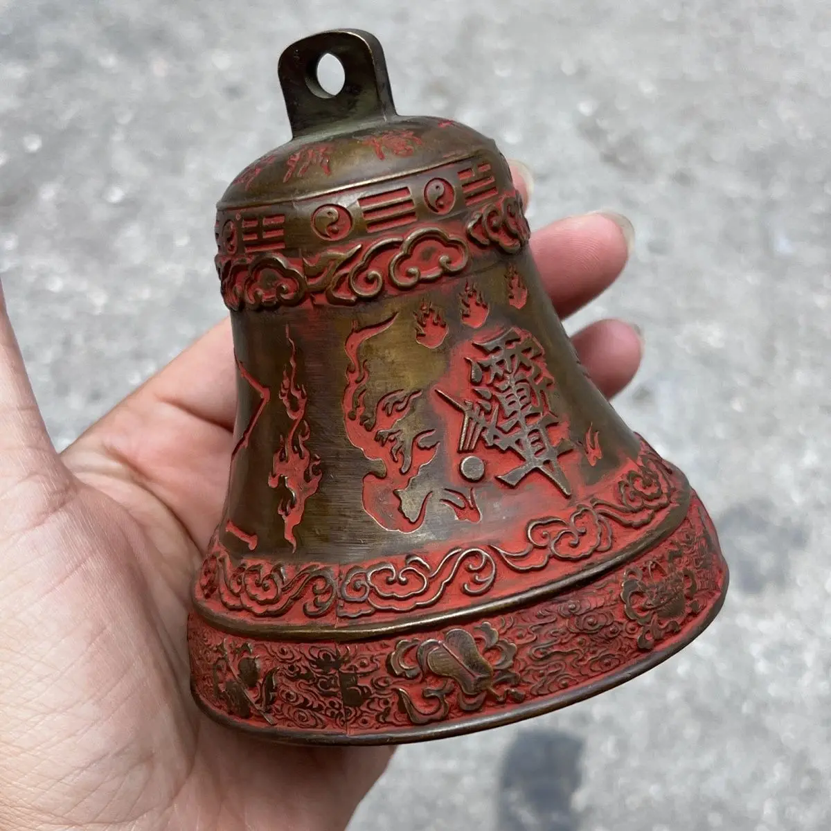 Tibet Tibetan Bagua bell pure copper bagua tai chi bell Statue Ornament Home Office Cabinet Deco Desktop Decor Figurines
