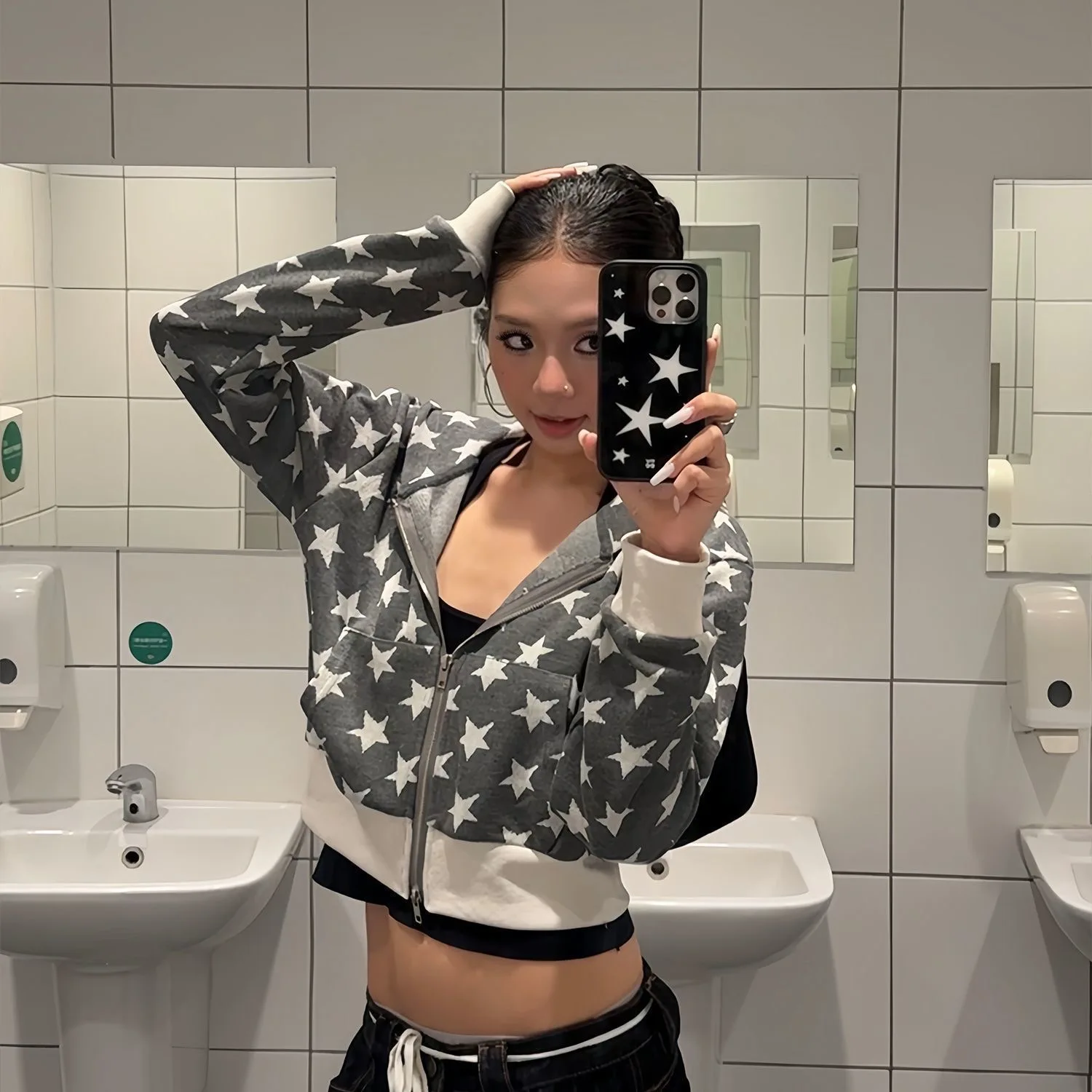 2025 Herbst Winter Damen American Retro Essentials Hoodie Preppy Style Sweatshirts Langarm 2000er Y2k Grunge Full Zip Hoodies