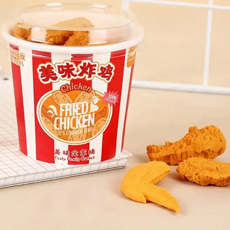 محايات إبداعية بطابع الدجاج المقلي (9 قطع) - تصميم عصا الدجاج، قرطاسية ولوازم مدرسية رائعة للأطفال