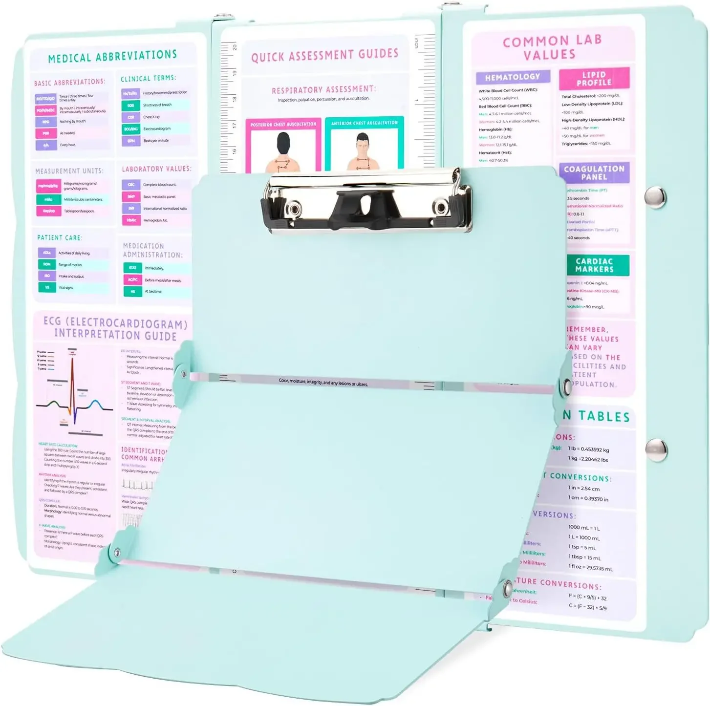 

Compact 3-Layer Aluminum Nursing Clipboard Foldable for Nurse Doctors Students Office Medical Supplies Easy Carrying Health Care