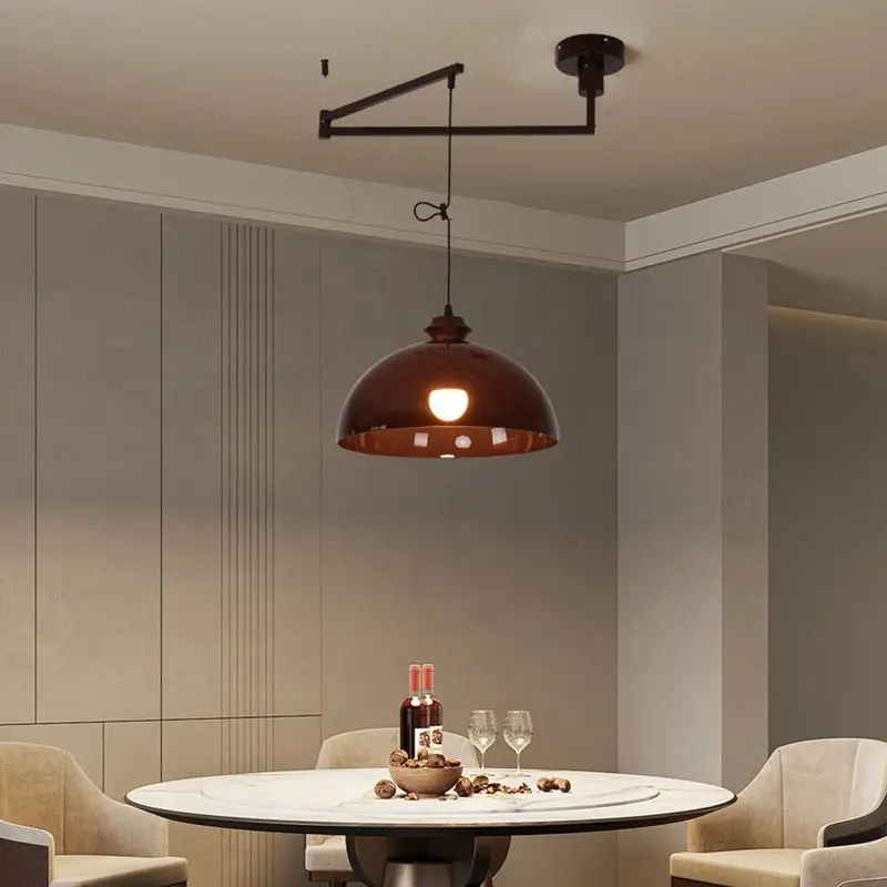 Nordic Swing Arm LED Chandelier Lights for Dining Table Living Room Kitchen Restaurant Chandelier Lamp Coffee Acrylic Sconce E27