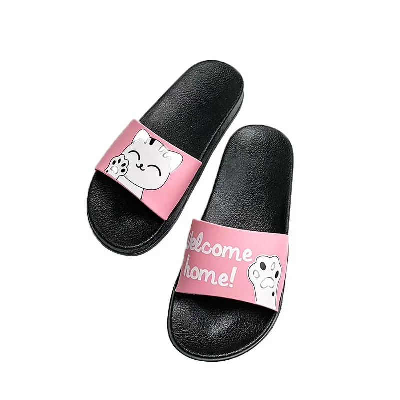 Fashion Women Slippers Women Shoes Lucky Cat Cartoon Pattern Cute Printed Shoes Outdoor Indoor Home Non-slip Slides PVC