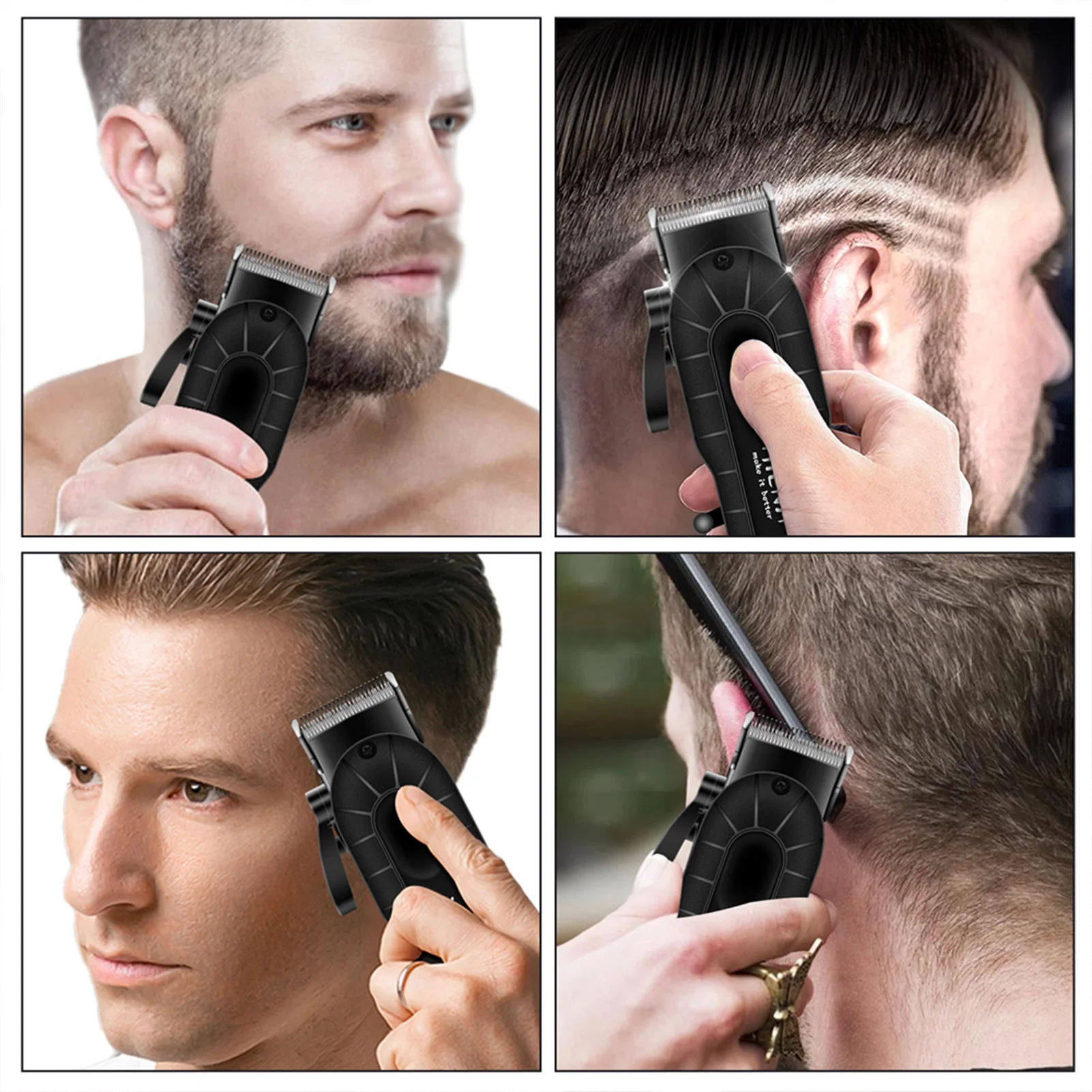 Hiona-USB Recarregável Barba Aparador para Homens, Hair Clippers Set, Máquina De Corte De Cabelo, Barbeiro Clippers, Corte De Cabelo Profissional