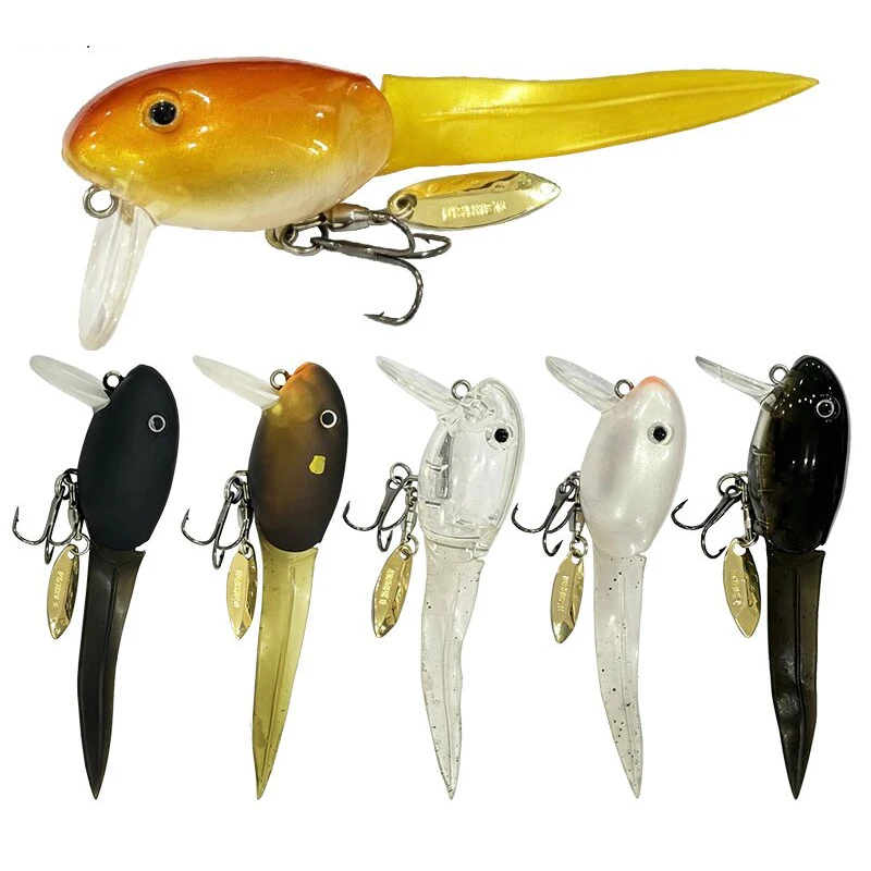 Tadpole Hard Bait 8.7cm Floating Fishing Lure S-shaped Swim With Soft Tail Artificial Wobbler Pesca For Bass Pike Trout Tool
