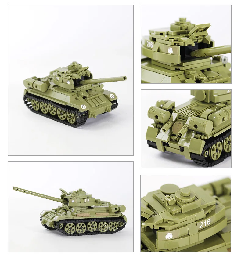 

Soviet Union T-34/85 Medium Main Battle Tank Modern Military Model Building Block WW2 Vehicle Brick Toys For Boys Gifts