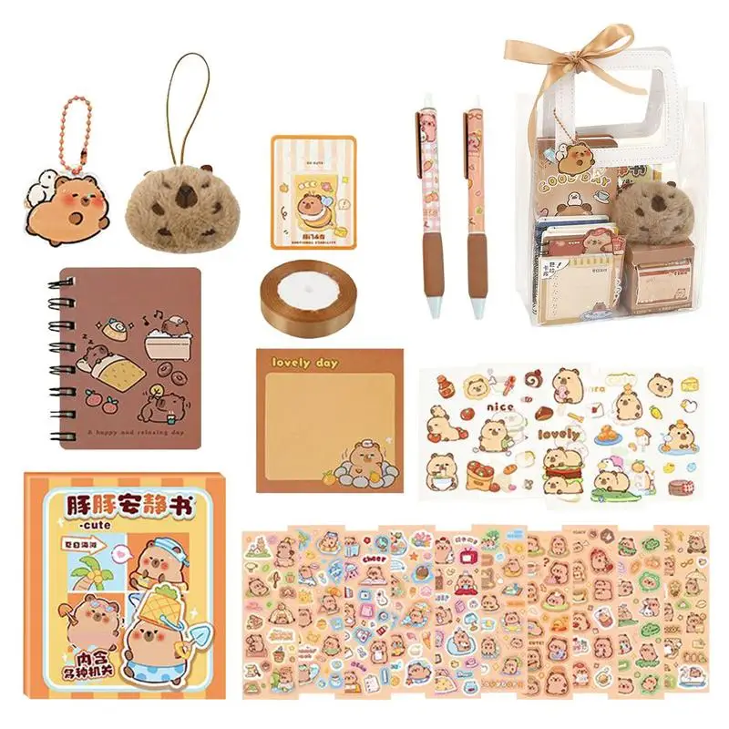 

1Set Cartoon Capybara Stationery Set Handbag Stationery Set Office School Supplies Student Stationery Birthday Gifts