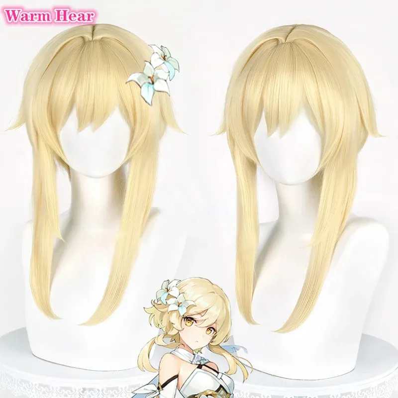 게임 여행자 에더 루미네 코스프레 황금 내열성 합성 머리 가발 소품 + 가발 모자