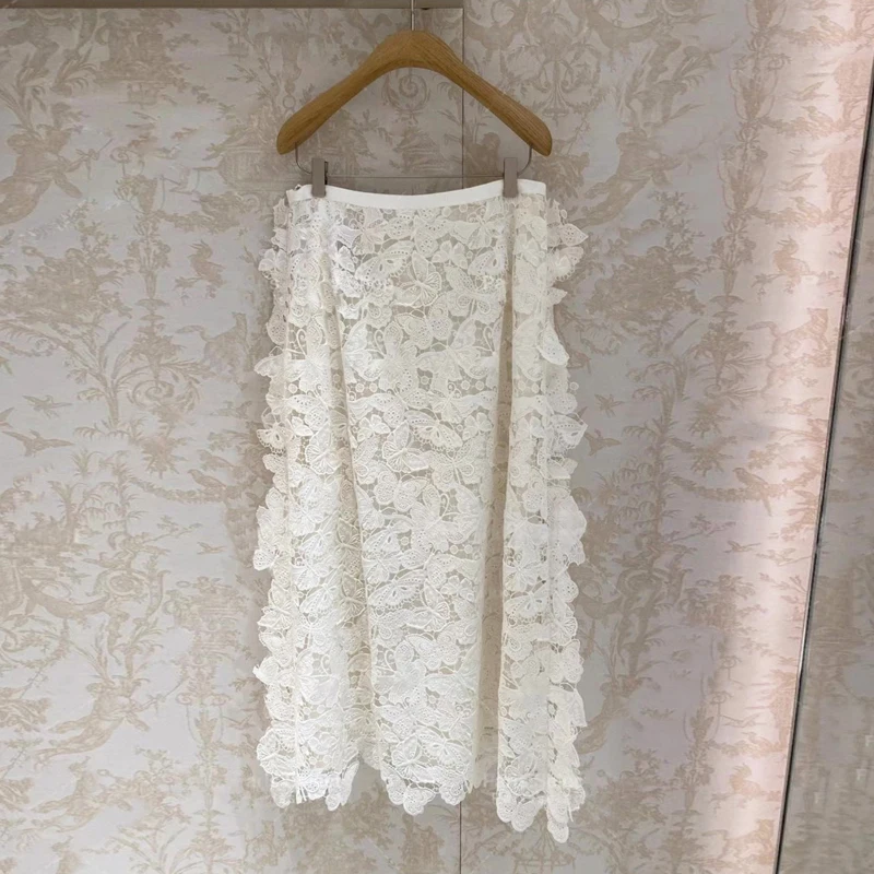 

Ele Vintage Embroidery Hollow out Lace f Skirt Faionable Set Student orm Work orm Summer 2025