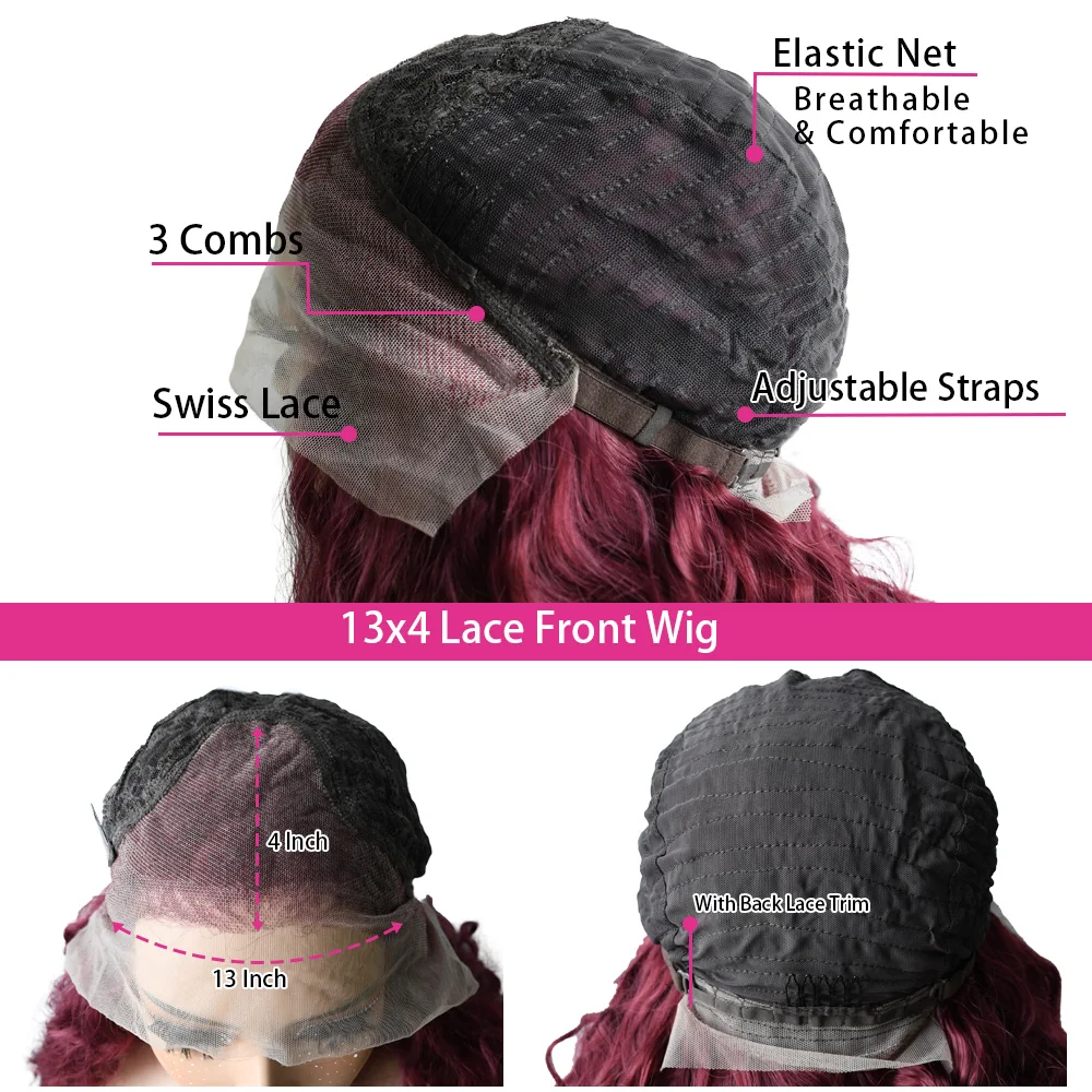 Tiefe Welle Lace Front Perücken Burgund Rot Lange Lockige Lace Front Perücken für Schwarze Frauen 13x4 Synthetische Spitze Frontal perücke Cosplay