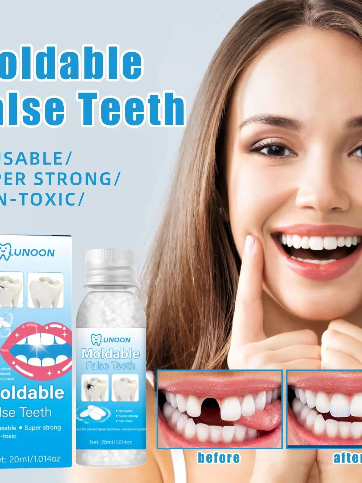 30gレジン歯修復接着剤、成形可能な歯充填ソル、diy歯修復キット、歯の整形と充填ソリューション