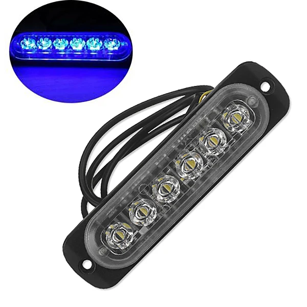 12V-24V 6LED Light Flash Emergency Car Vehicle Warning Strobe Flashing Blue