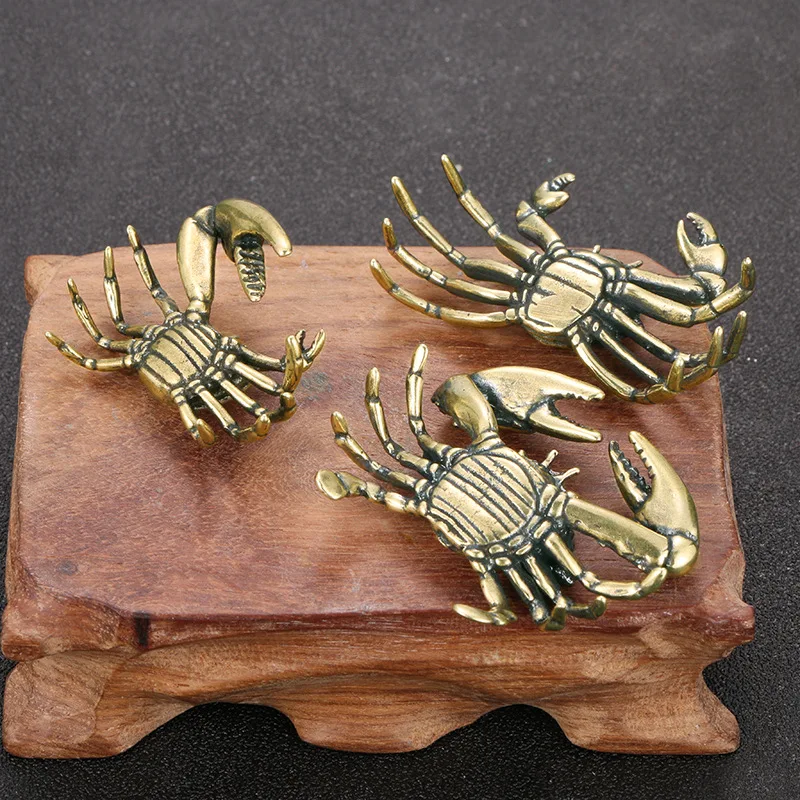 Brass Crab Living Room Decoration Garden Miniatures Ornament Tea Pet Decorative Figurines Pure Copper Crab Craft Collectibles