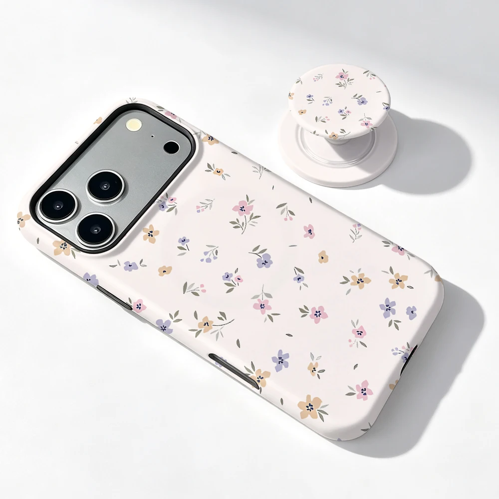Magnetic Phone Holder Case For Vivo X300 X200 X100 X90 Pro Ultra Mini Cute Floral Print 2 in 1 Film Shell Bumper Cover view 6