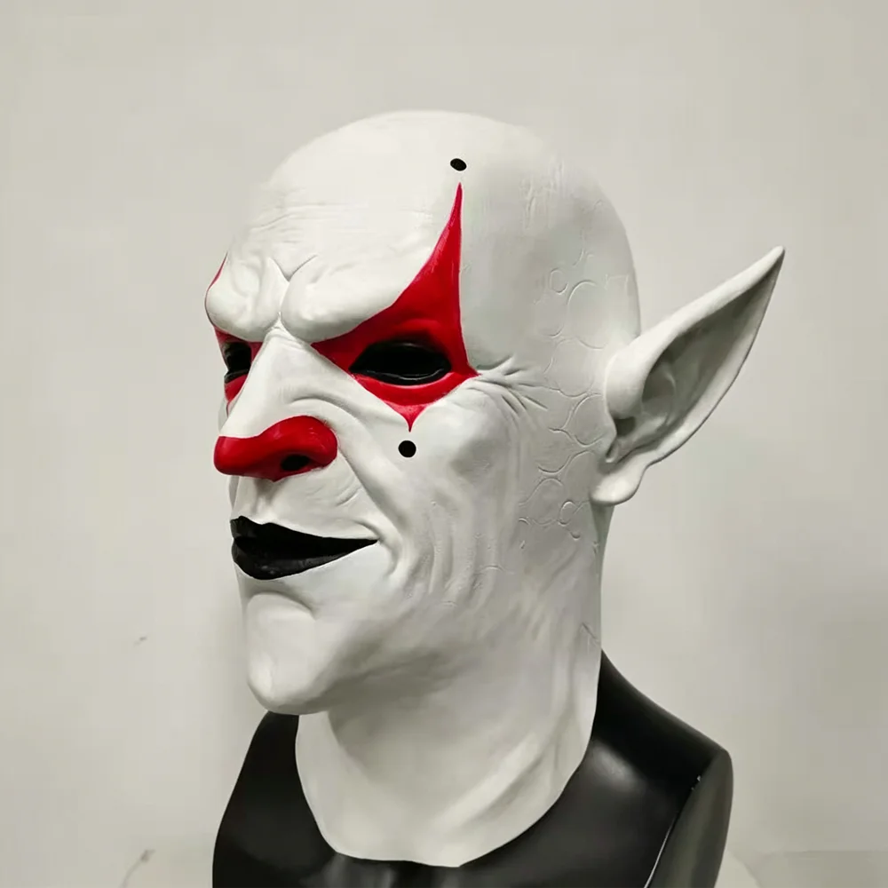 Gruseliger Dämonen-Clown Vollkopf-Latexmaske mit Spitzohren, Monster-Maske für Erwachsene, Halloween-Cosplay, Maskerade-Party, Horror-Kostüm-Requisite – Detail 1