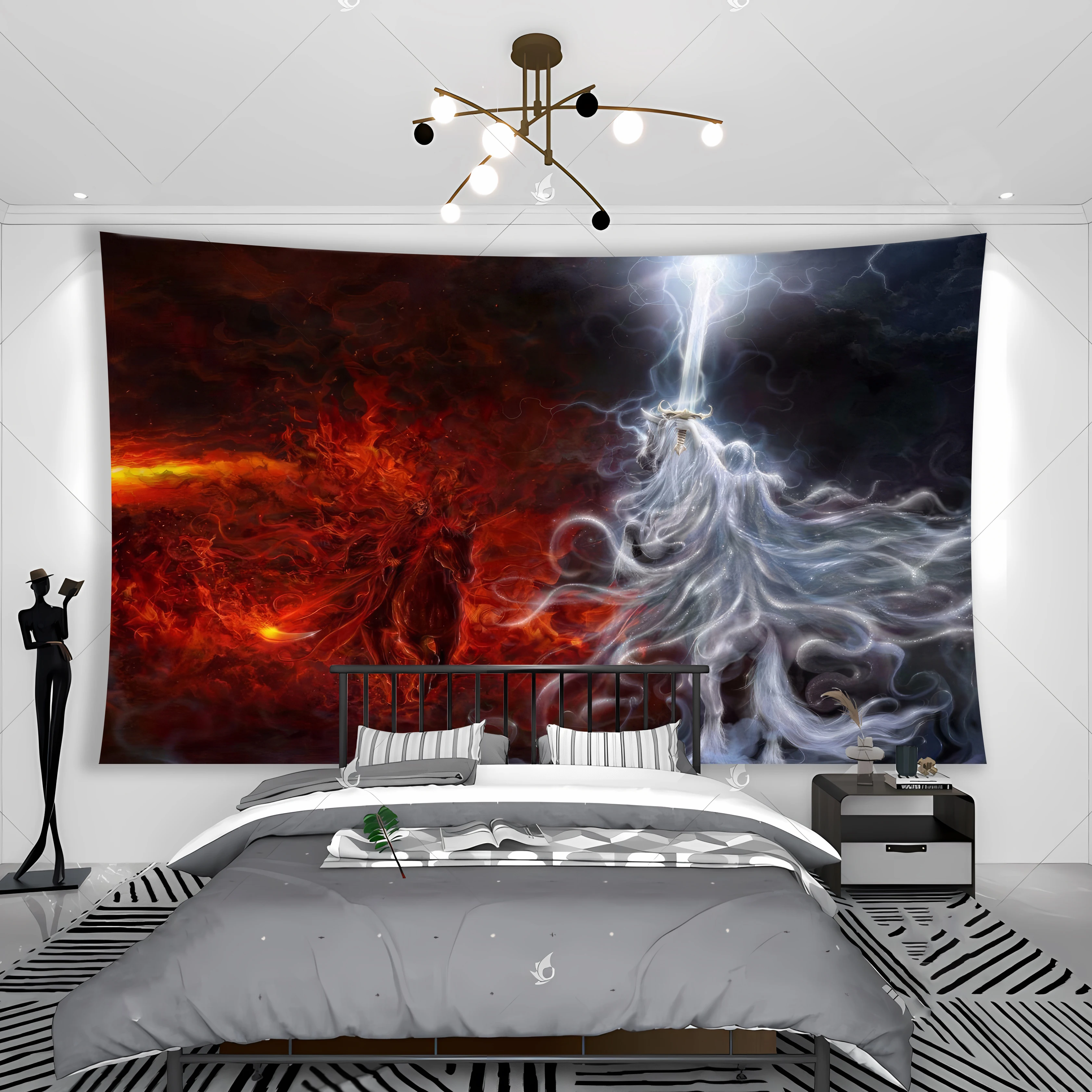 Jesus vs Satan Wrist Wrestling War Tapestry Banner Flag Garage Church Room Bedside Hanging