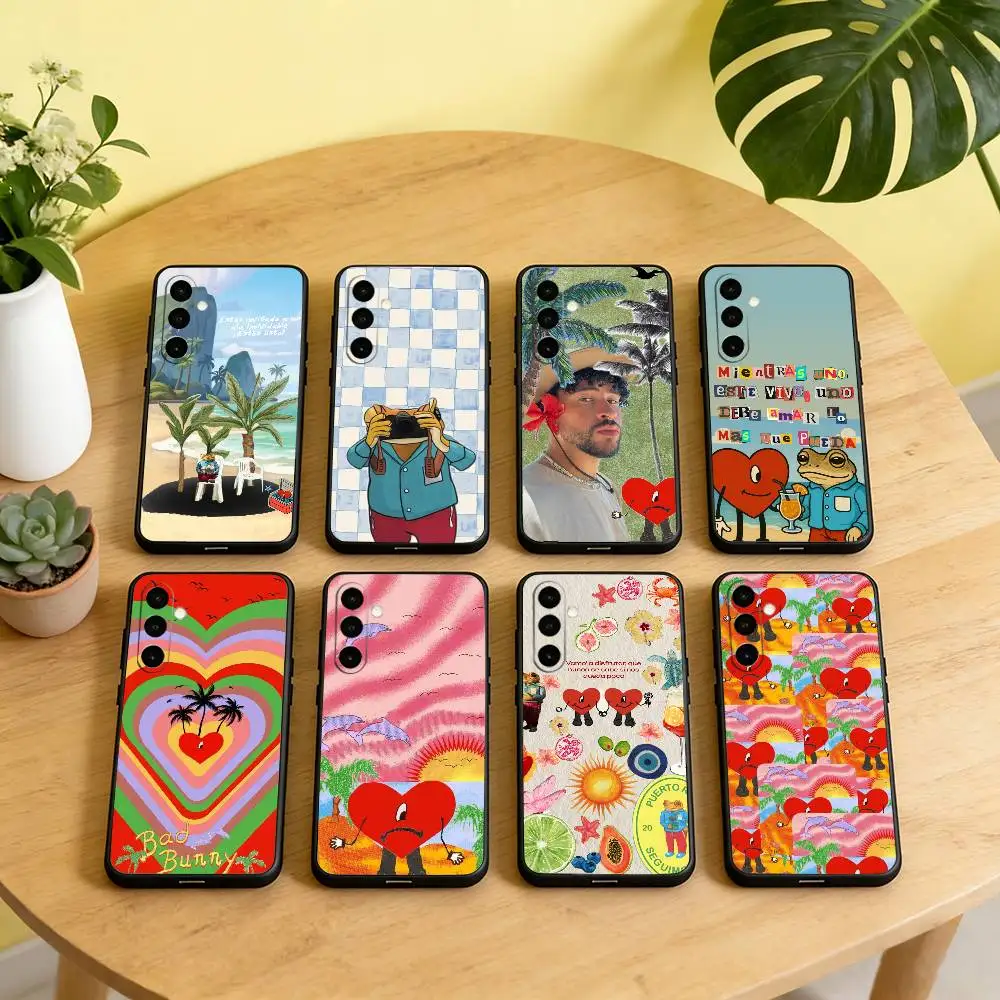 B-Bad B-Bunny Singer Phone Case For Samsung Galaxy A73,A72,A71,A70,A53,A52,A51,Others Soft Black Cover
