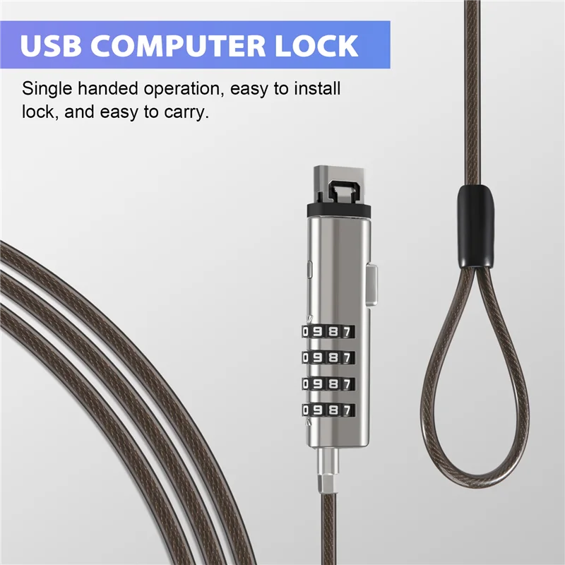 ใหม่!4 Digital Universal Lock USB แล็ปท็อปล็อคสายเคเบิลสําหรับคอมพิวเตอร์