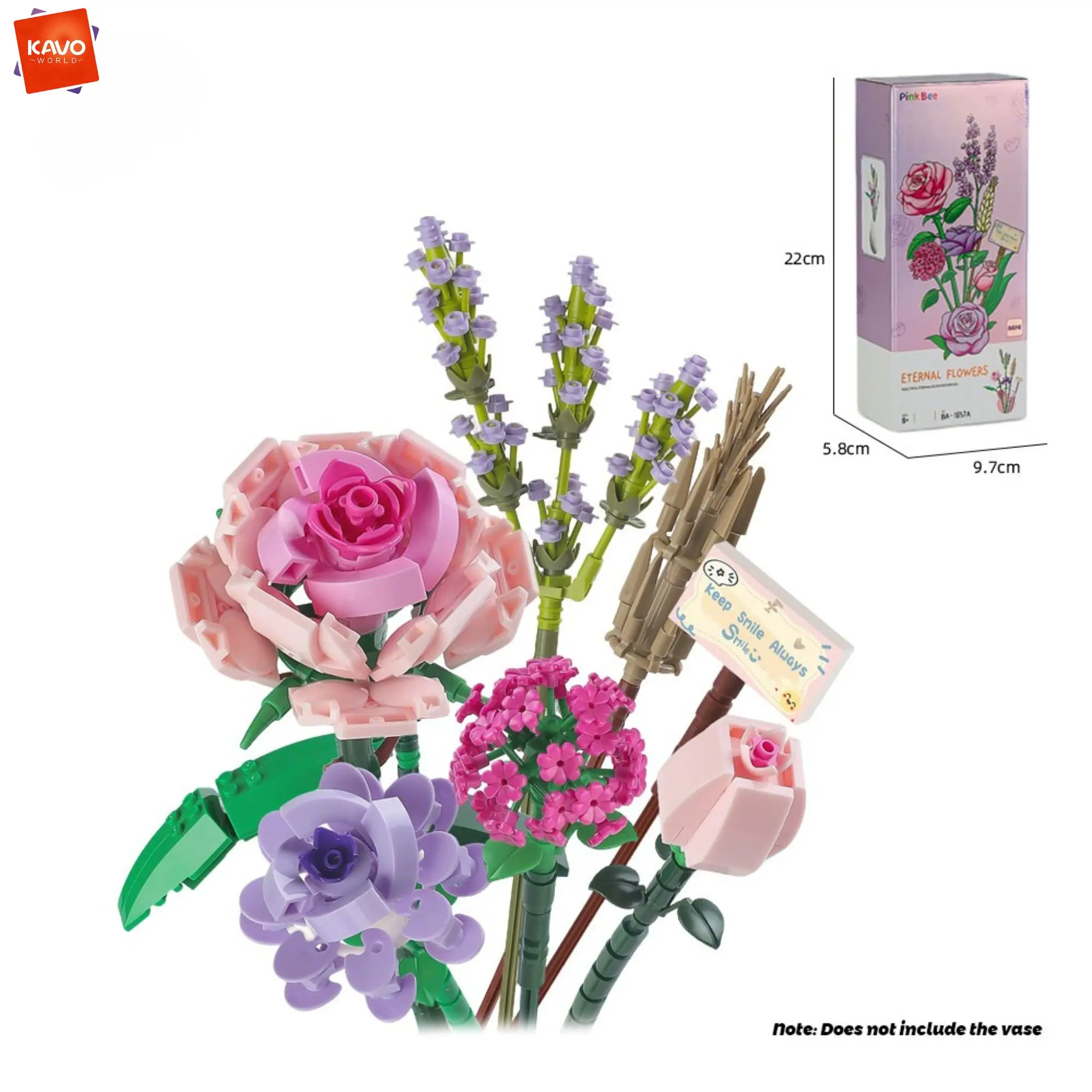 KAVOWORLD 544PCS Elegant Rose Lavender Brick Flower Bouquet Everlasting Building Blocks Romantic Anniversary Gift Home Decro - view 6