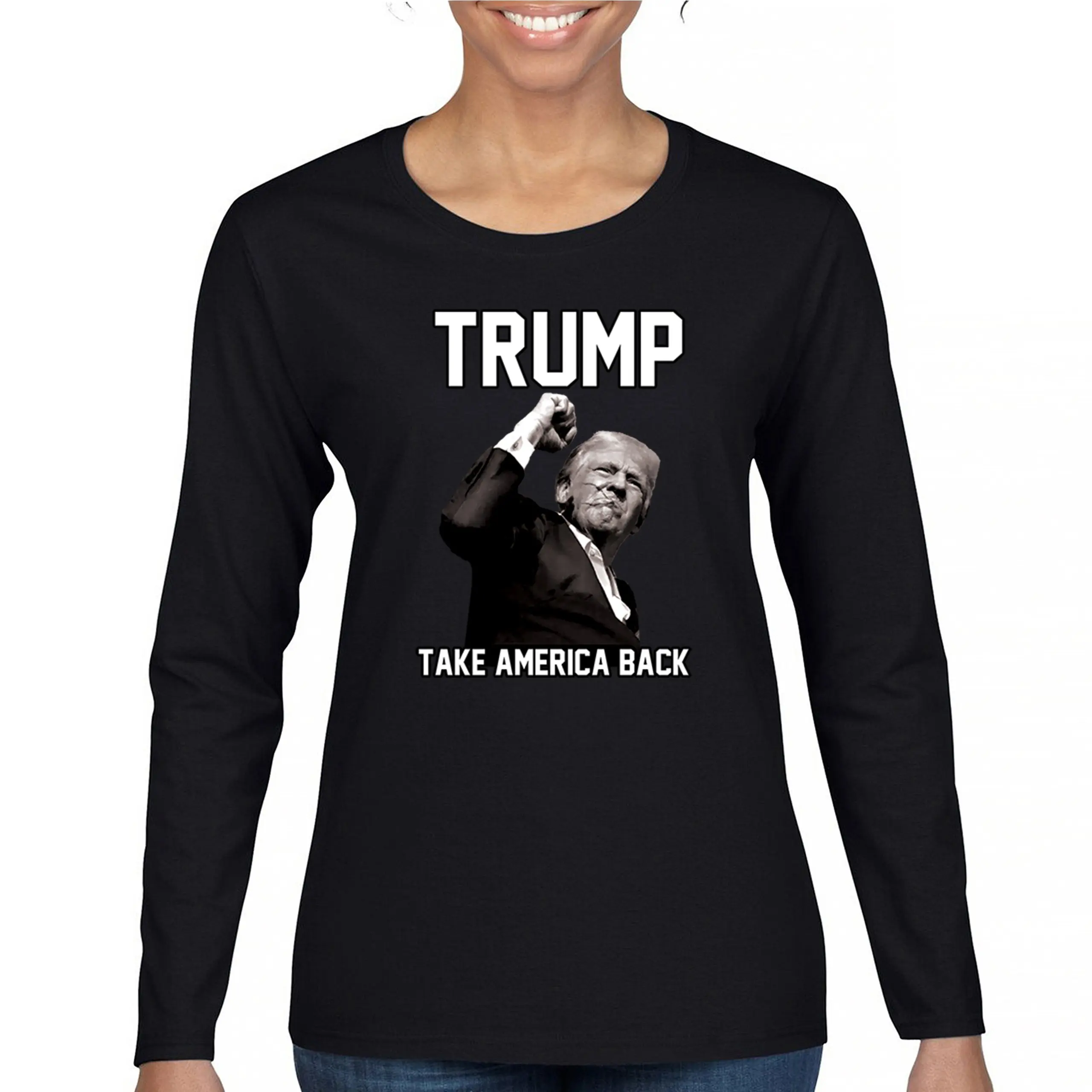 Trump Take America Back Women's Long Sleeve T-shirt President 2024 Fight MAGA